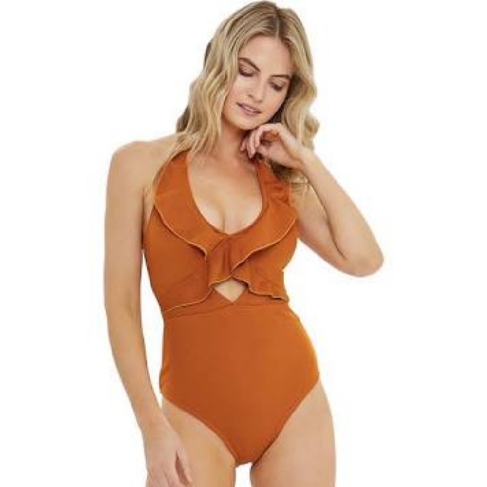 NWT Criss Cross Ruffle Front Cupshe One Piece